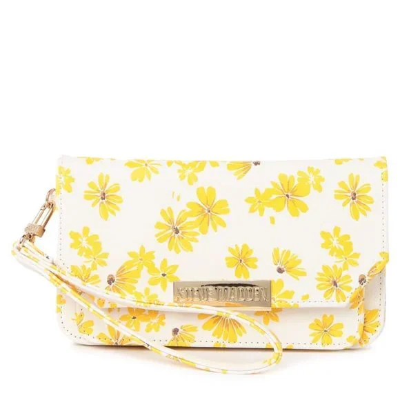 Flap Wristlet STEVE MADDEN Beautiful Yellow Floral & Functionality - Picture 16 of 16